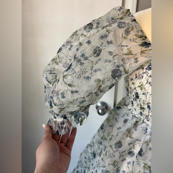 NWT Audrey Parks x Francesca’s Asha Floral Chiffon Babydoll Mini Dress Size S - Picture 10 of 14